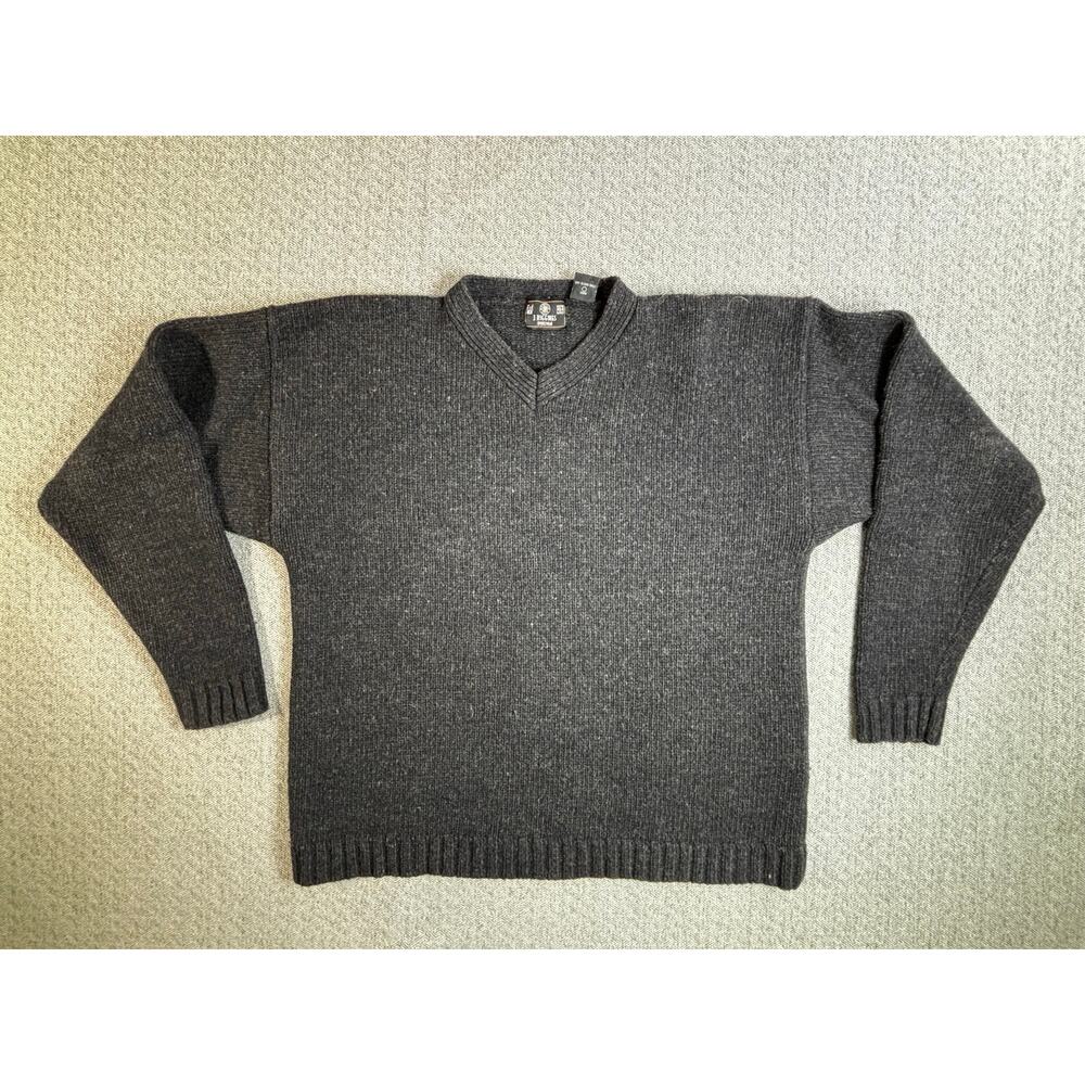 Vintage J Riggings Sportwear Men's Sz M Lambswool Sweater Charcoal Gray V Neck